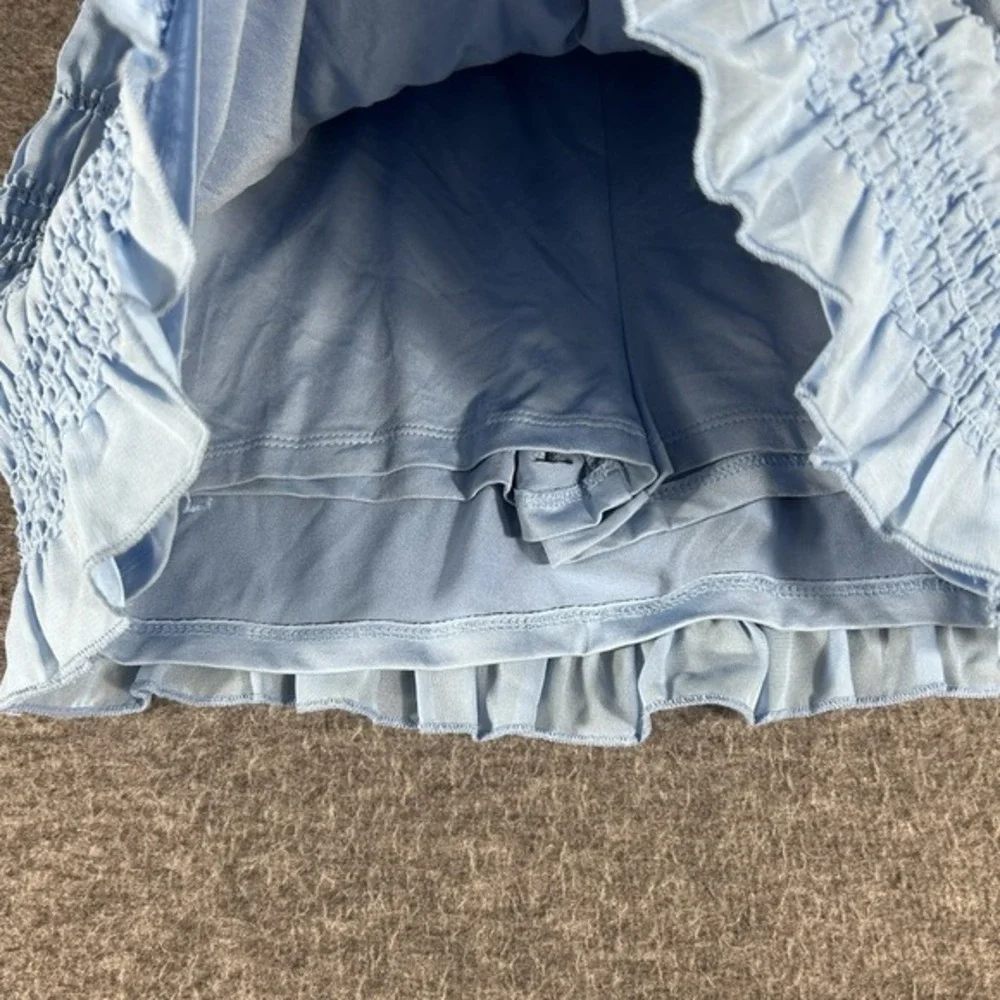 Abercrombie and‎ Fitch Sheer Ruched Skirt Blue Undershorts XS Preppy Mini Skort